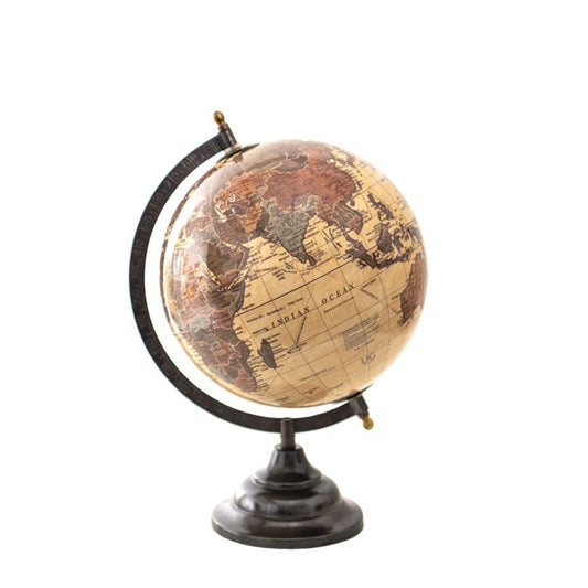 Do you have an office at home or just an empty spot in your house? Then this globe might be for you! Covered with a unique and vintage world map, you exude true classicness. This globe is also great to combine with an antique Tiffany lamp. Travel the world with this Clayre & Eef globe!