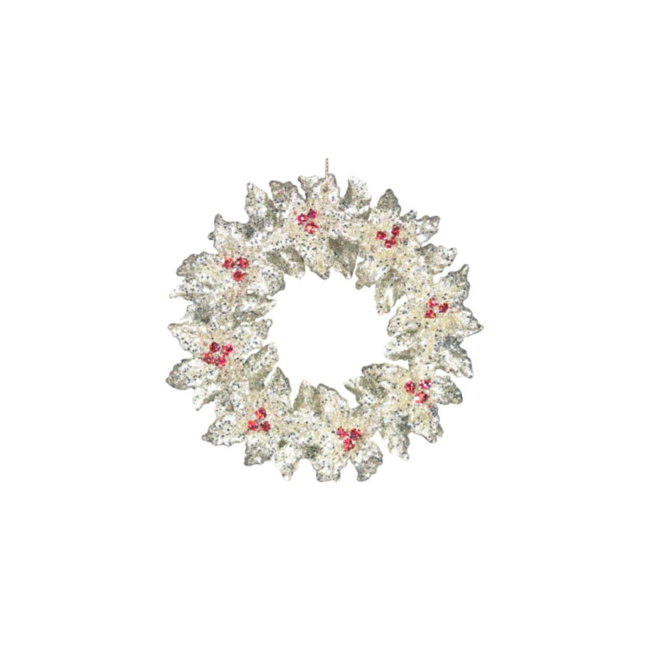 Add style to your Christmas tree with these elegant Christmas Silver Wreath with Berries Hanging Decoration