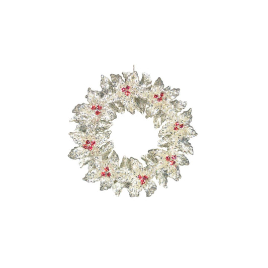 Add style to your Christmas tree with these elegant Christmas Silver Wreath with Berries Hanging Decoration