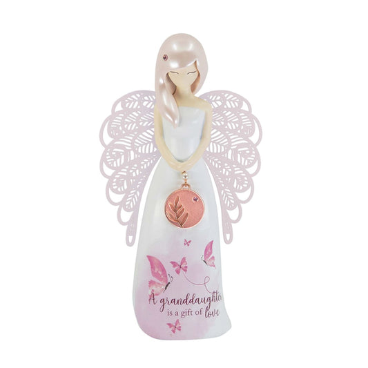Thank You Angel Figurine - Granddaughter  "A granddaughter is a gift of love"  Looking for a thoughtful gift that's both beautiful and meaningful? These stunning angels are the perfect way to show someone special just how much they mean to you. Standing 15.5cm tall, they are perfect as a gift and home decoration.