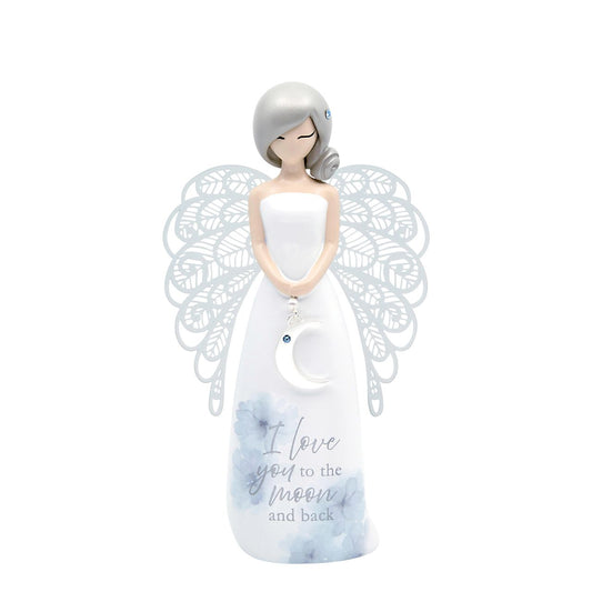 Thank You Angel Figurine - Moon & Back  "I love you to the moon and back"  Looking for a thoughtful gift that's both beautiful and meaningful? These stunning angels are the perfect way to show someone special just how much they mean to you.