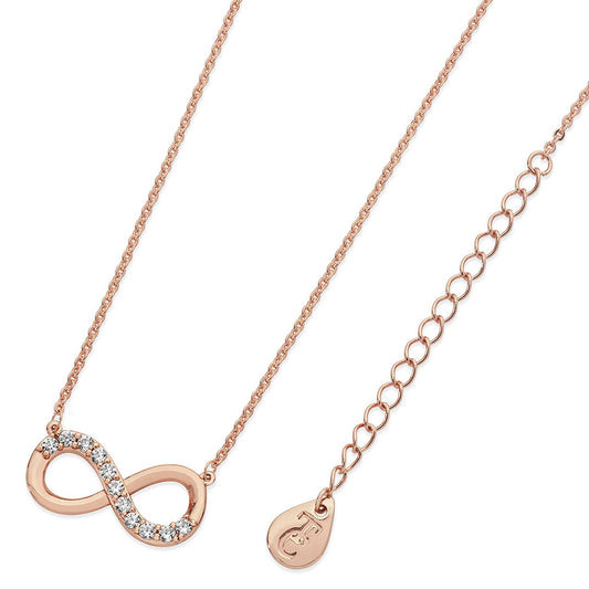 Tipperary Part Stone Set Infinity Pendant Rose Gold