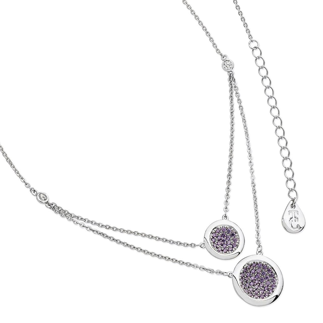 Tipperary Lavender Double Moon Drop Pendant Silver