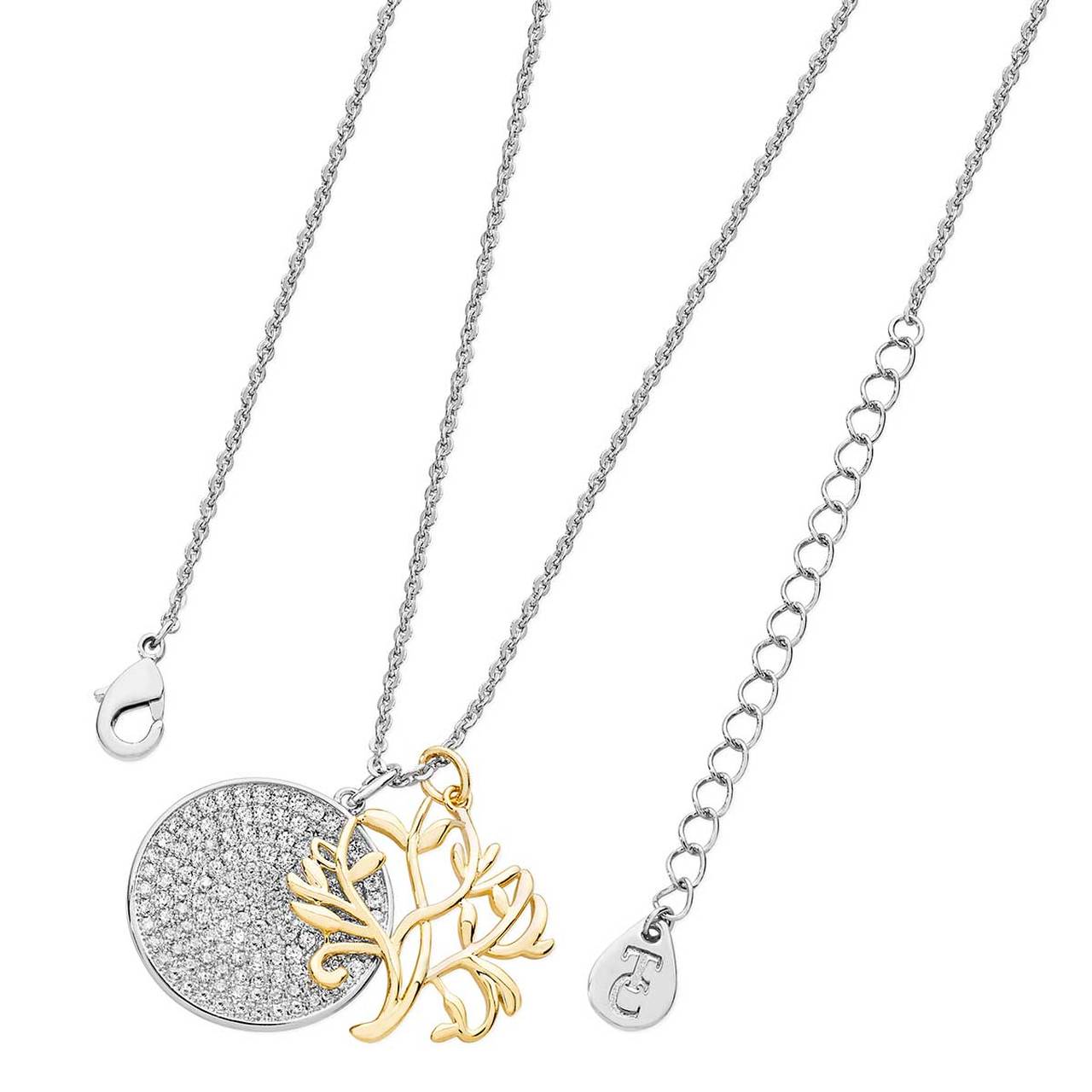 Tree Of Life With Round Pave Disc Silver