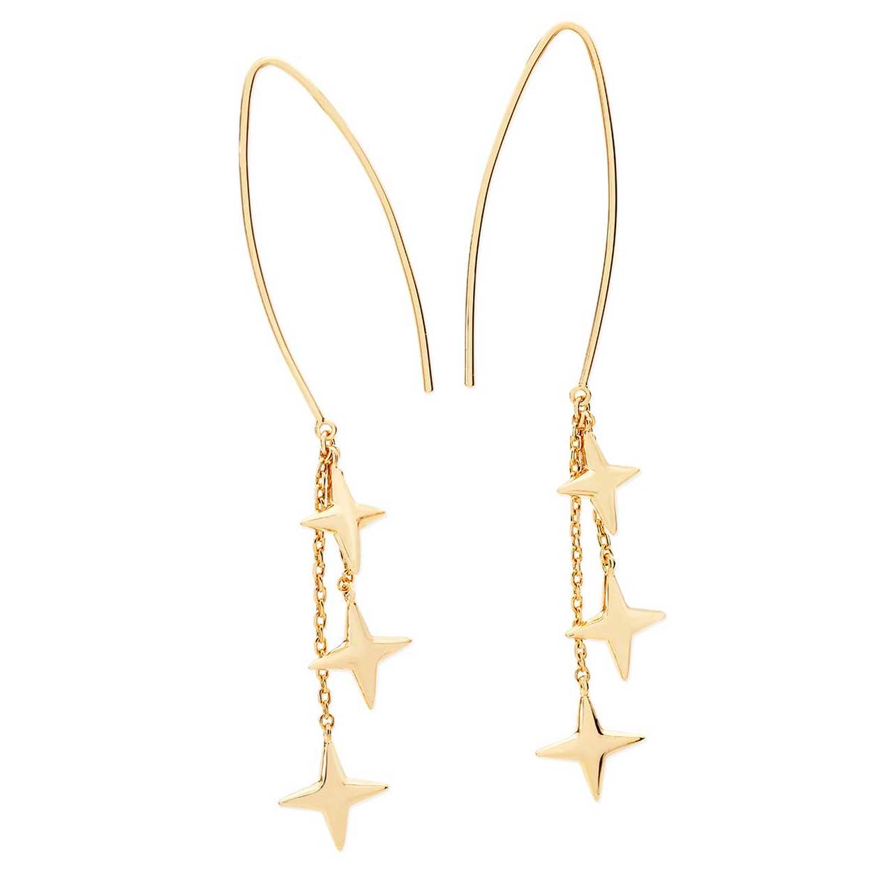 Tipperary Crystal Stars Falling Champagne Gold Earrings