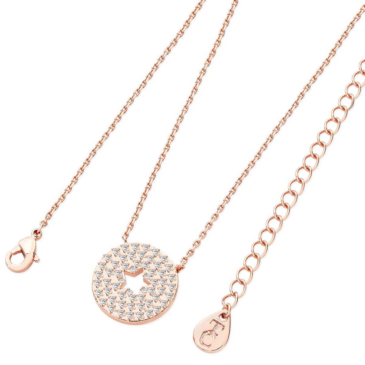 Star Cut-Out Rose Gold Round Pave Pendant