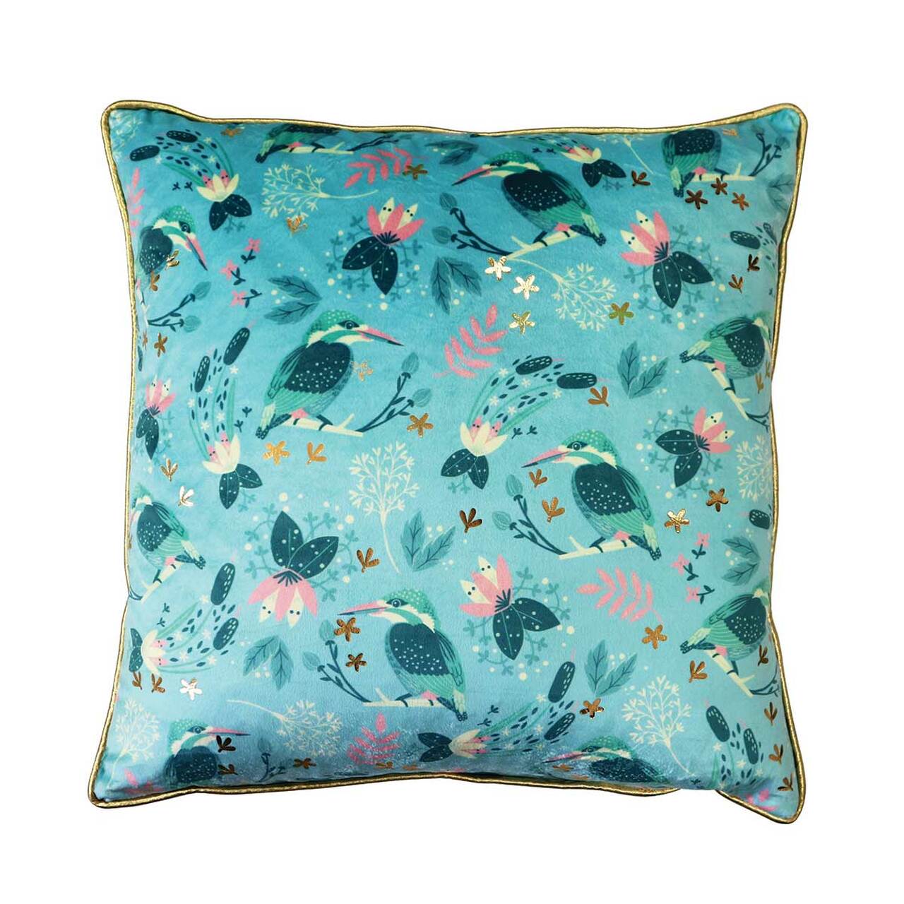 Tipperary Crystal Kingfisher Tipperary Birdy Cushion  New to the Tipperary Crystal Birdy Collection, this plush, feather filled 45cm velvet cushion features the exquisite Kingfisher illustration and will make a bright and colourful statement in any home.