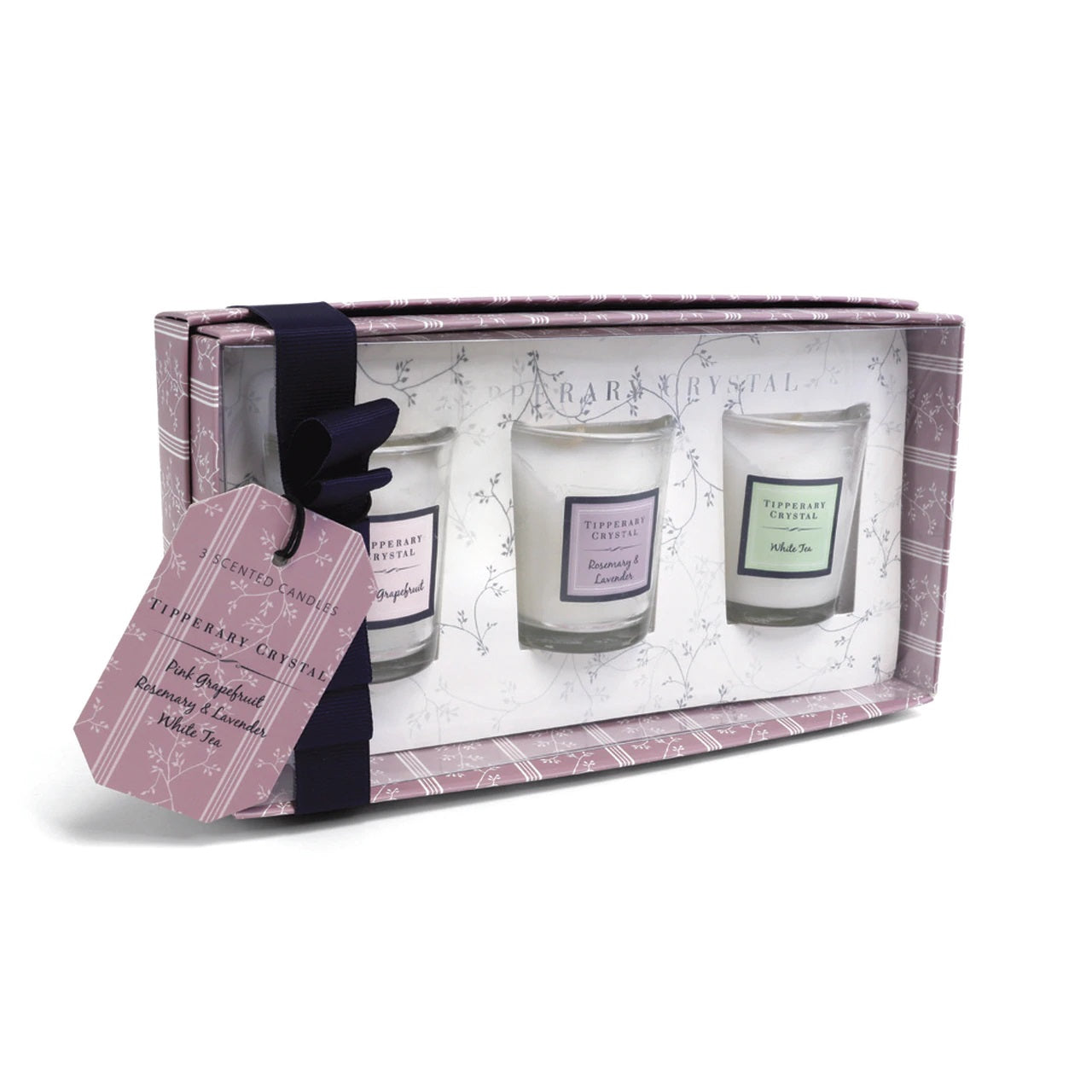Set Three Mini Candles Pink Grapefruit Rosemary White Tea 141100