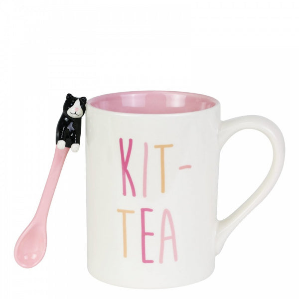 Kit-Tea Mug with Sculpted Spoon Set