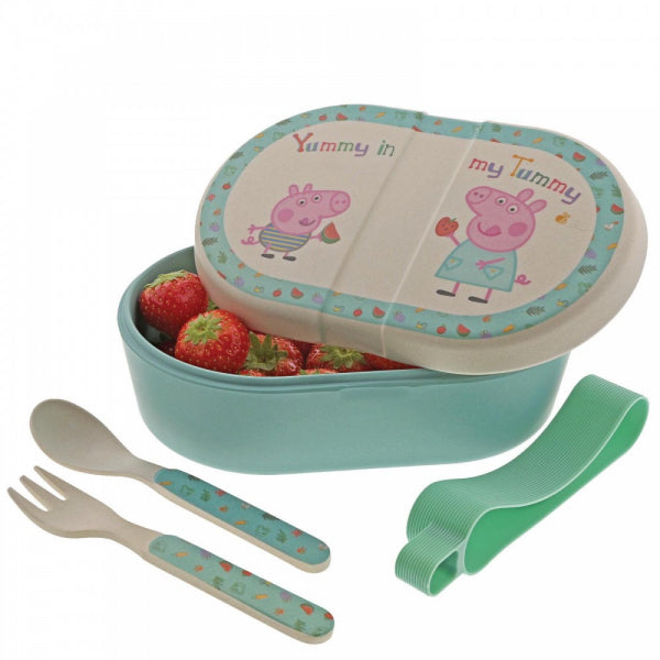 Peppa Pig Bamboo Snack Box with Cutlery Set