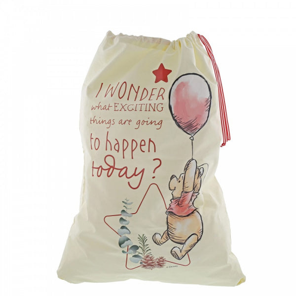 Winnie The Pooh Christmas Sack  Allow Pooh to be the bearer of gifts and wish someone special a holly jolly Christmas. Vintage colours and nostalgic artwork create this super cute Winnie The Pooh sack, perfect for sitting below any Disney fan's tree.