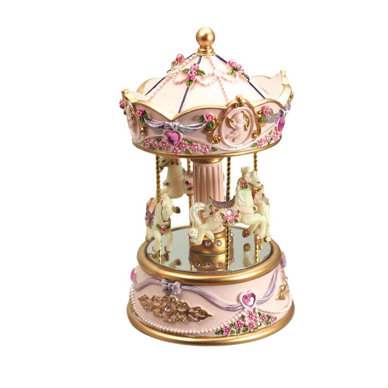 Music Box World Carousel Pink