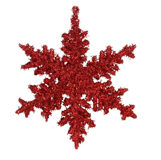Gisela Graham Red Glitter Snowflake