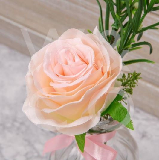 SOPHIA Artificial Pink Rose In Glass Vase