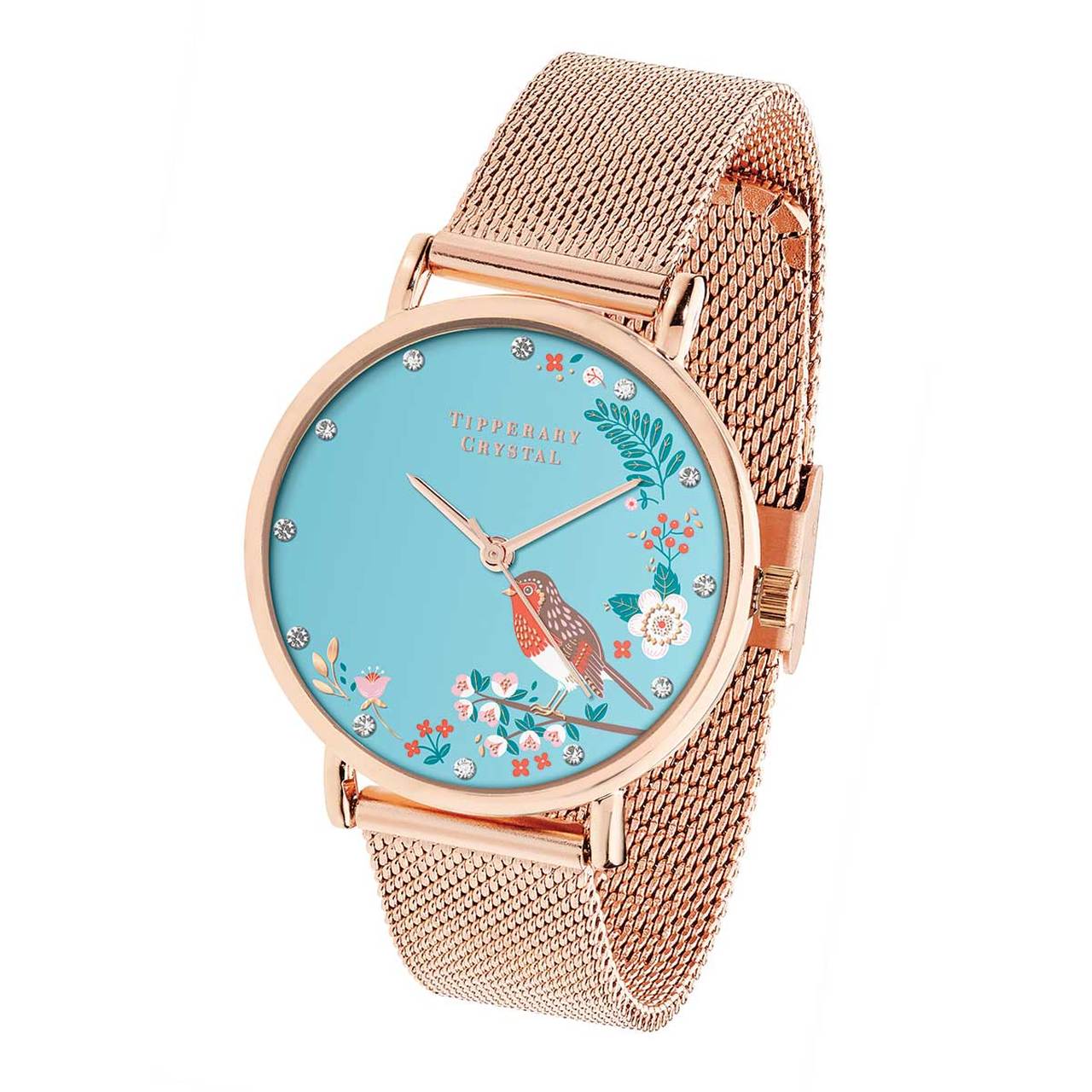 Tipperary Crystal Robin Rose Gold Birdy Watch