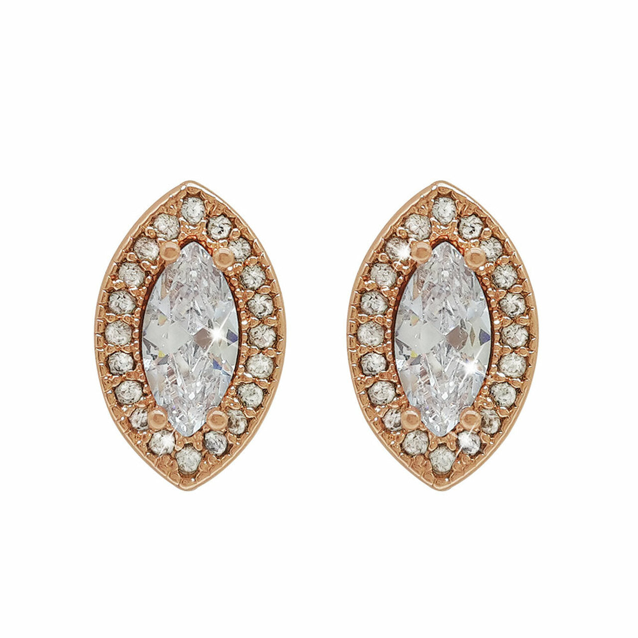 Rose Gold Marquise Cut Earrings