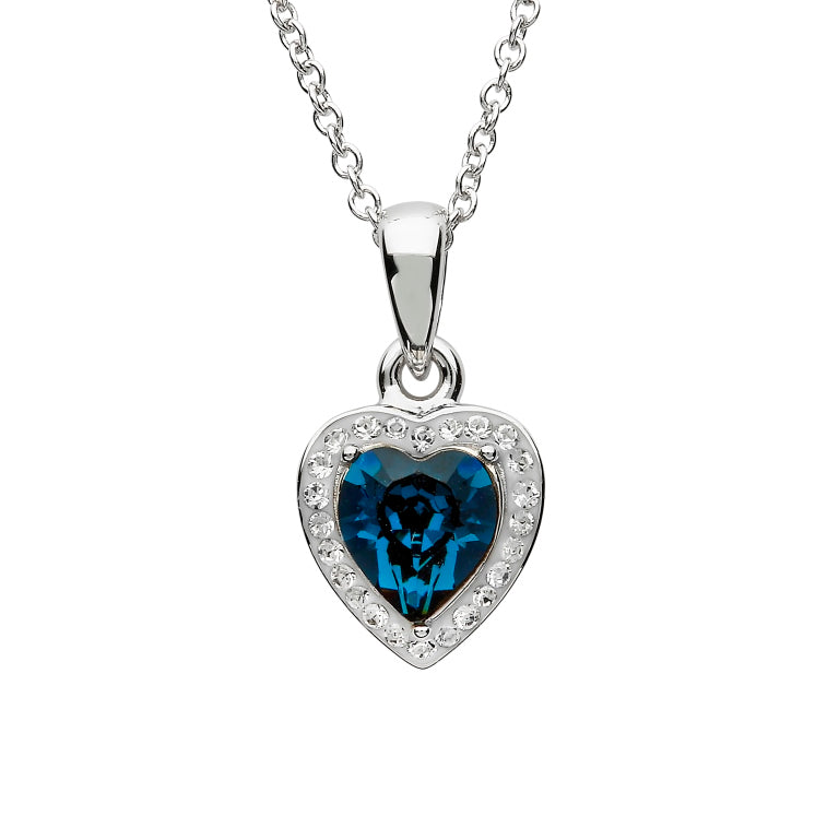 Silver Blue Heart Shape Pendant Necklace
