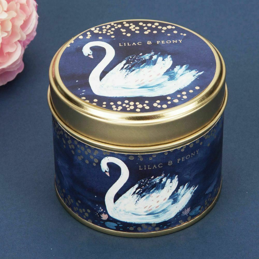 Swan Lake Lilac & Peony Gold Candle Tin