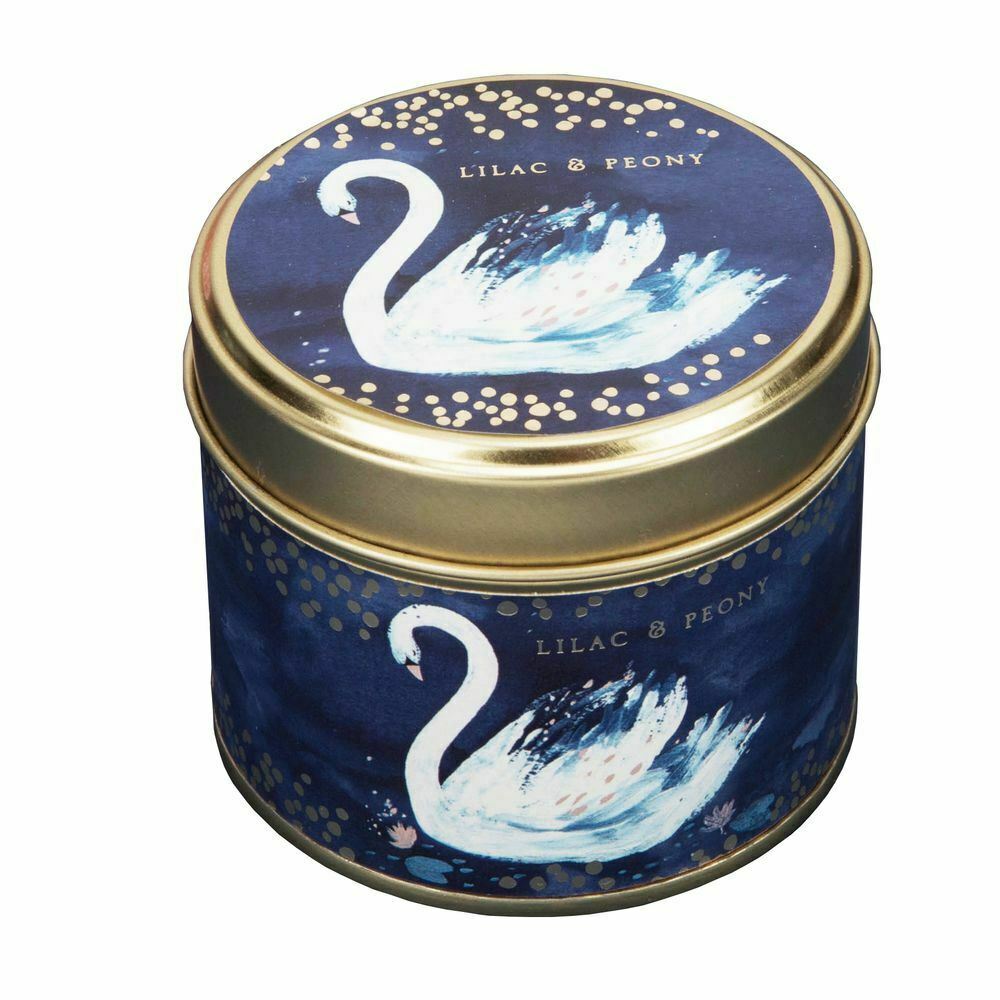 Swan Lake Lilac & Peony Gold Candle Tin