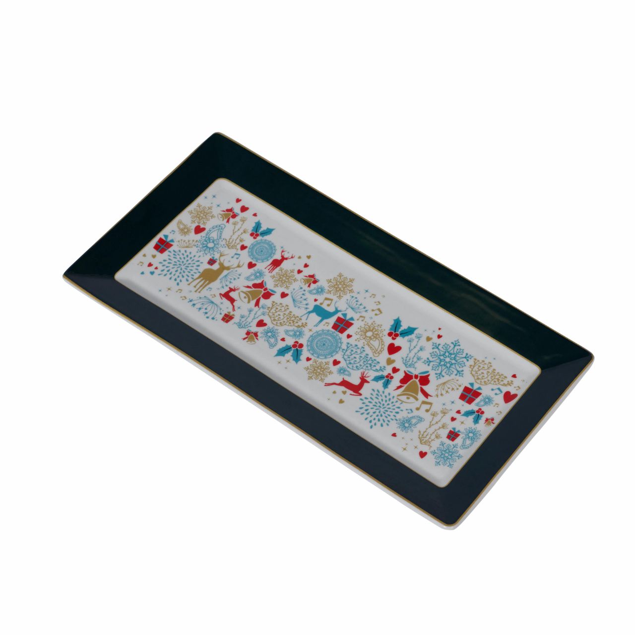 A Christmas Wish Platter Set of 2 by Mindy Brownes Interiors  Introducing our set of two Christmas platters. Rectangular in design these plates have a playful pattern and curved rim for stylish serving of cakes, Ideal for the festive table. This set of two plates are finished in the traditional Christmas red & green colouring.