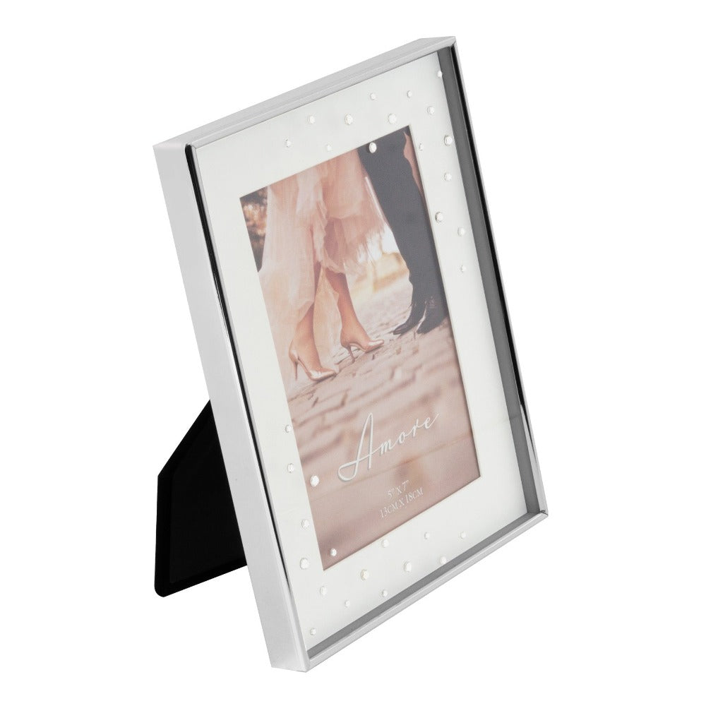 Amore by Juliana Silver Plated Frame With Crystals 5 x 7  A beautiful silver plated box frame with 5" x 7" (10x15cm) aperture from the AMORE BY JULIANA® Wedding Day Collection.