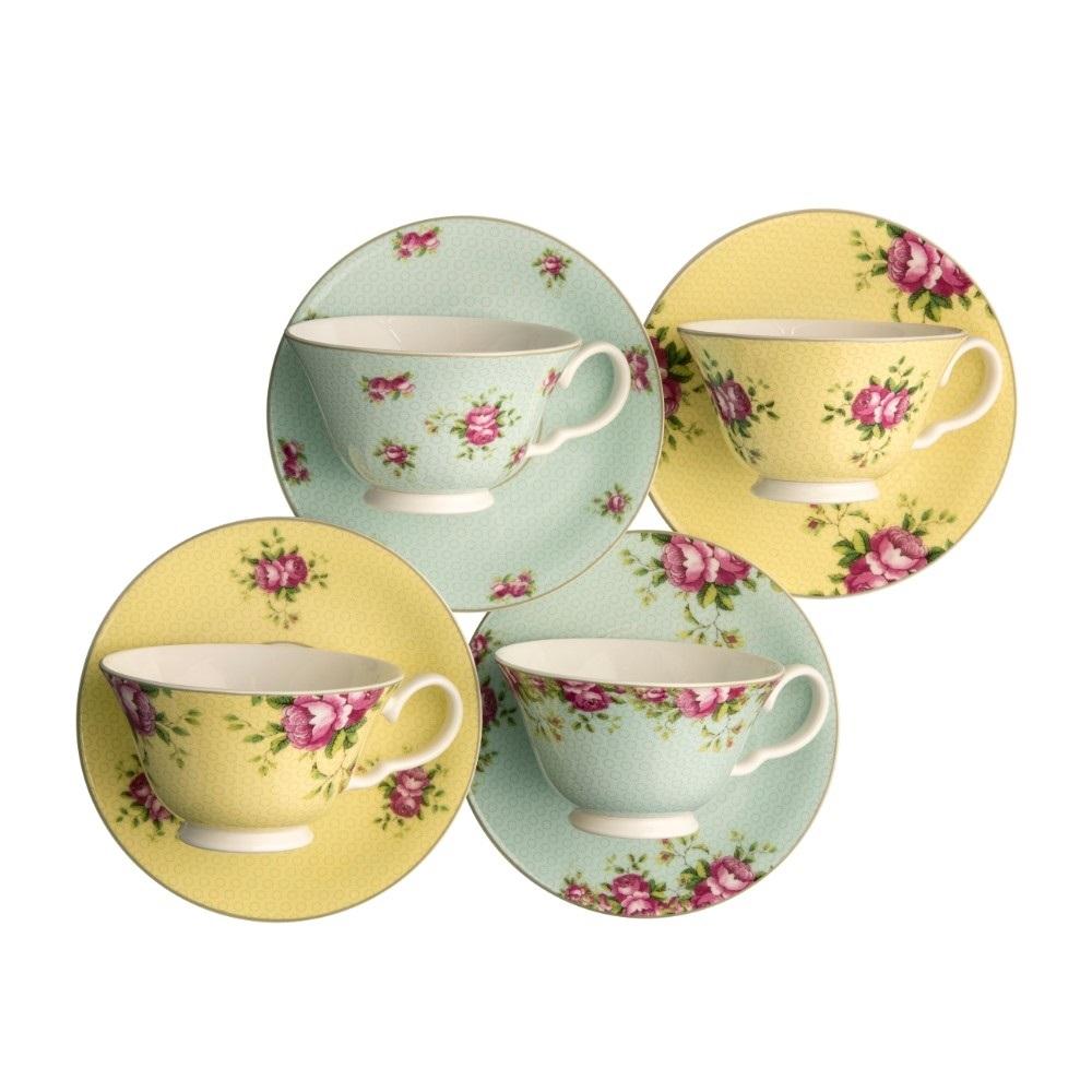 Aynsley Archive Rose Teacup and Saucer Set
