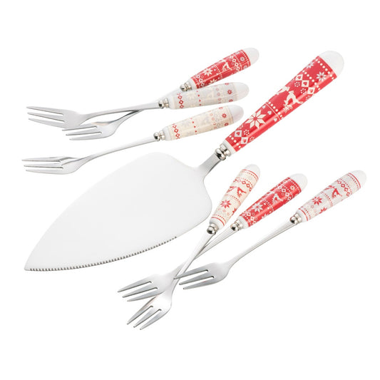 Aynsley Fairisle Pastry Server Set & 6 Forks