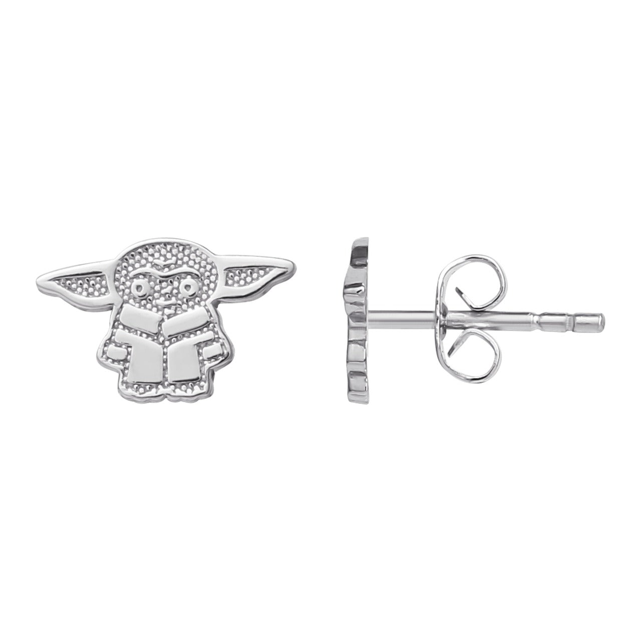 Disney Baby Yoda Sterling Silver Earrings  These exquisitely designed Baby Yoda Sterling Silver Earrings, form a silhouette of Yoda's famous pose adding a touch of class and fun jewellery.  Trendy and fashionable design, the Disney Baby Yoda earrings adds a chic, fun touch to any outfit.