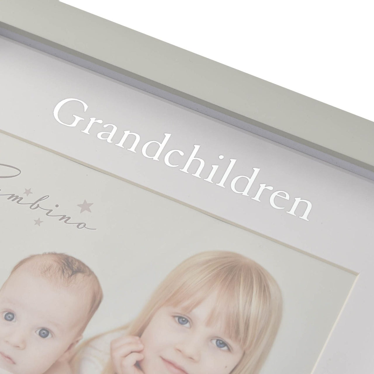 Bambino Grandchildren Frame 6" x 4" in Lidded Gift Box  A Grandchildren photo frame from BAMBINO BY JULIANA®.  This affectionately personalised frame is a heart-warming gift for proud grandparents.