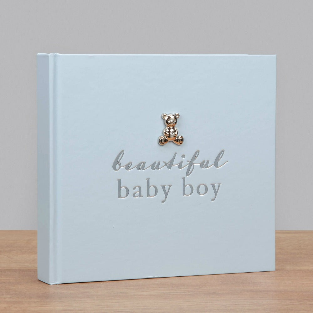 Bambino Photo Album - Beautiful Baby Boy  Preserve a collection of early moments and memories with this adorable blue BEAUTIFUL BABY BOY photo album. From BAMBINO BY JULIANA® - keeping the earliest memories alive forever.