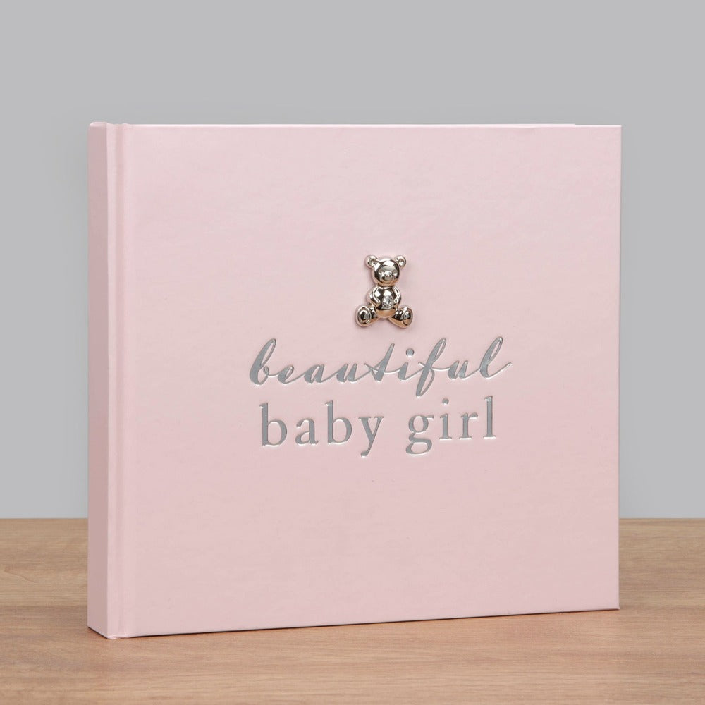Bambino Photo Album - Beautiful Baby Girl  Preserve a collection of early moments and memories with this adorable blue BEAUTIFUL BABY GIRL photo album. From BAMBINO BY JULIANA® - keeping the earliest memories alive forever.