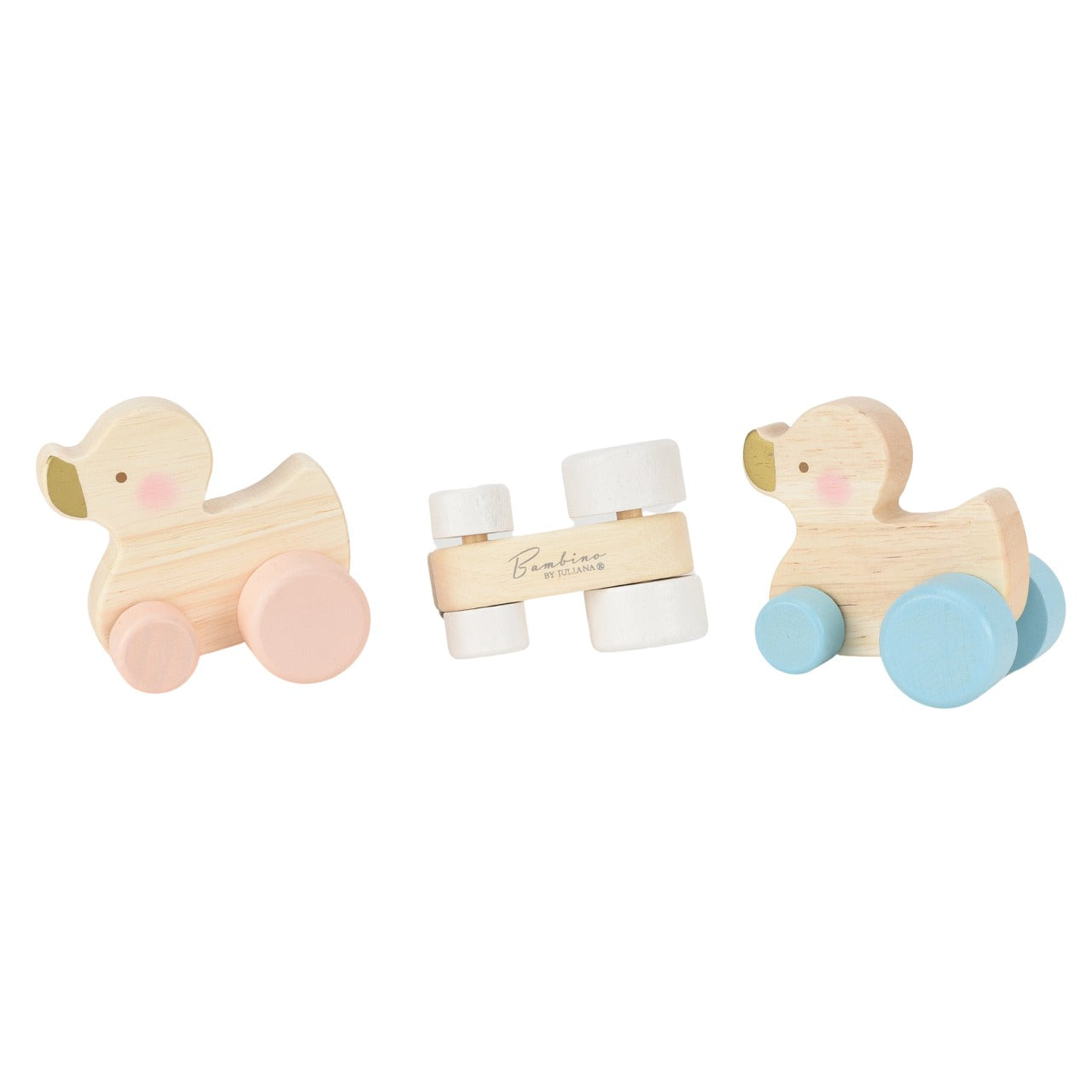 Bambino Wood Duck Push Toy  Help your little one develop their coordination skills with one of these adorable wooden duck push toys. From BAMBINO BY JULIANA® - opening new eyes to a world of wonder.