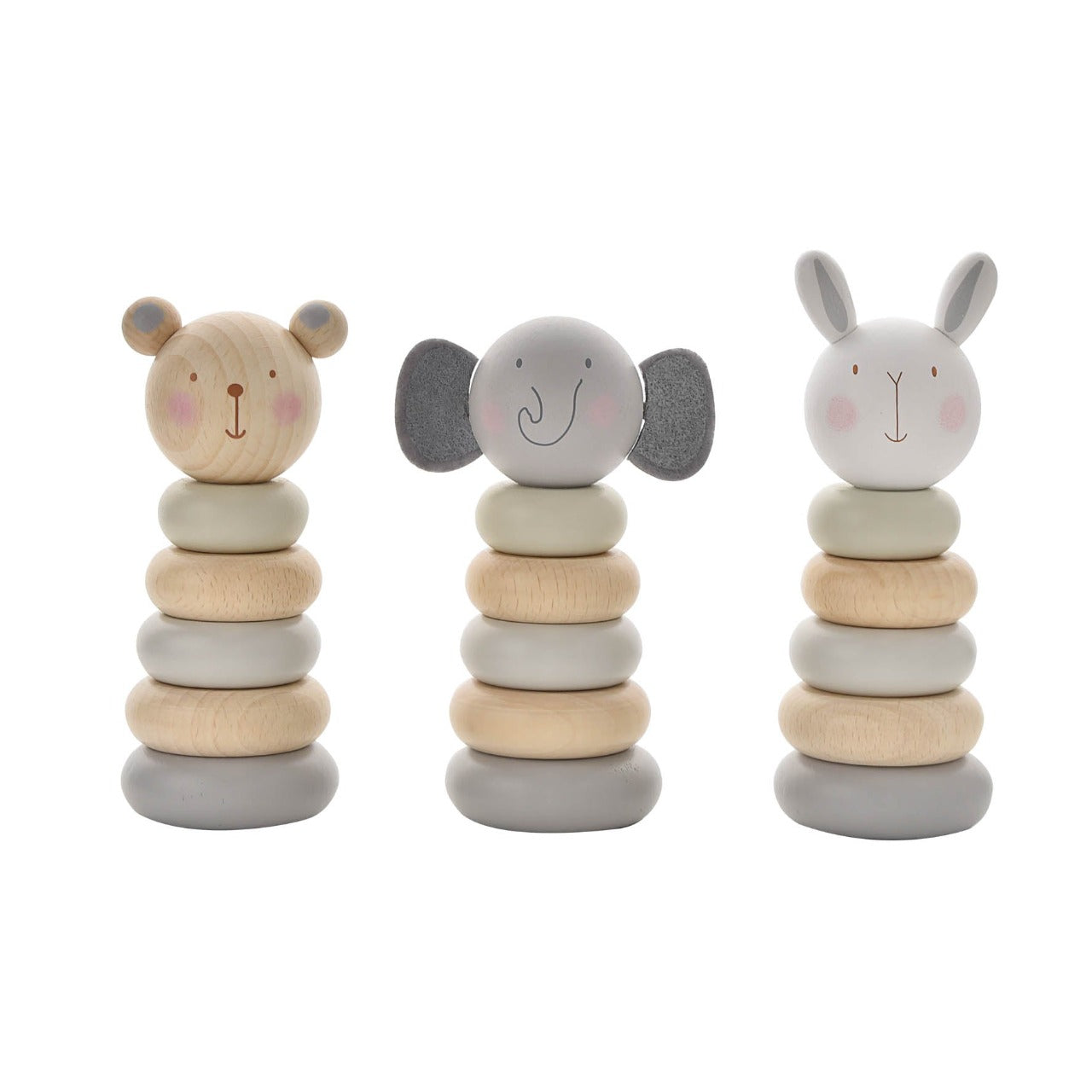 Bambino Wooden Stacking Toy  Help your little one develop their problem solving and coordination skills with one of these adorable wooden character stacking ring toys. From BAMBINO BY JULIANA® - opening new eyes to a world of wonder.