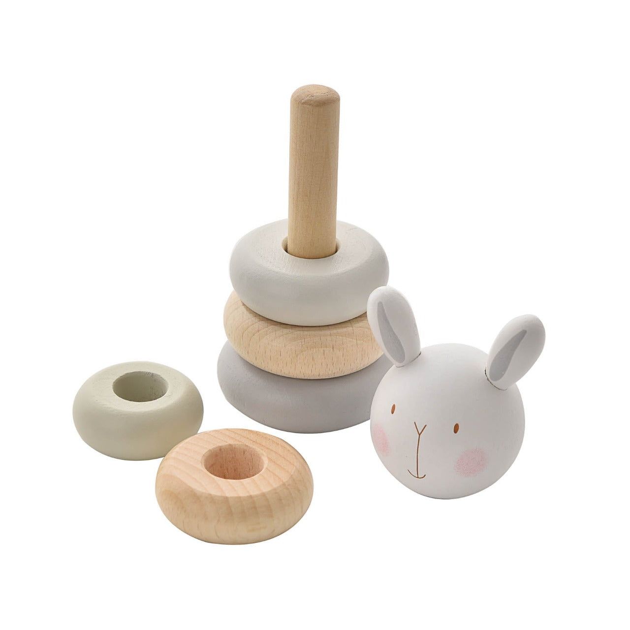 Bambino Wooden Stacking Toy  Help your little one develop their problem solving and coordination skills with one of these adorable wooden character stacking ring toys. From BAMBINO BY JULIANA® - opening new eyes to a world of wonder.