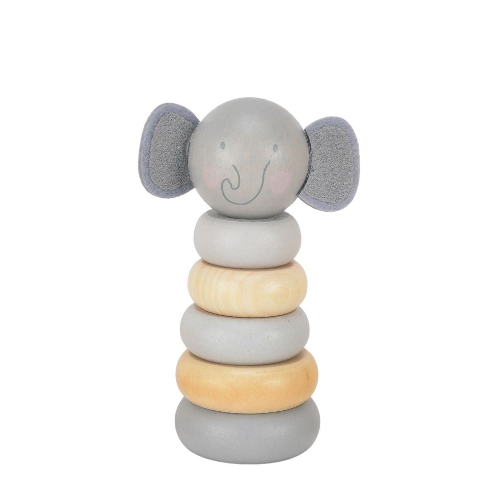 Bambino Wooden Stacking Toy - Elephant  Help your little one develop their problem solving and coordination skills with one of these adorable wooden character stacking ring toys. From BAMBINO BY JULIANA® - opening new eyes to a world of wonder.