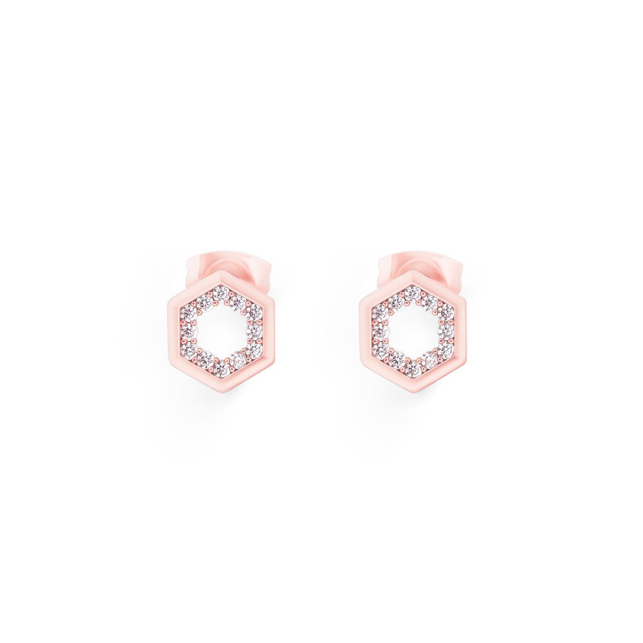 Tipperary Crystal Bee Rose Gold Hexagonal Stud Earrings - New Winter 2022