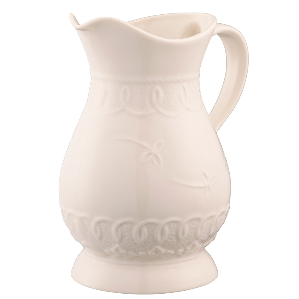Belleek Classic Celtic Lace Pitcher  This Celtic Lace Pitcher draws on inspiration from ancient Celtic art and the delicate handcrafted of Irish lace making. Both ancient Celtic art and Irish lace making were integral to Irelands design history.