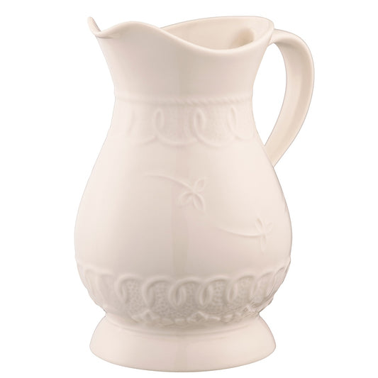 Belleek Classic Celtic Lace Pitcher  This Celtic Lace Pitcher draws on inspiration from ancient Celtic art and the delicate handcrafted of Irish lace making. Both ancient Celtic art and Irish lace making were integral to Irelands design history.