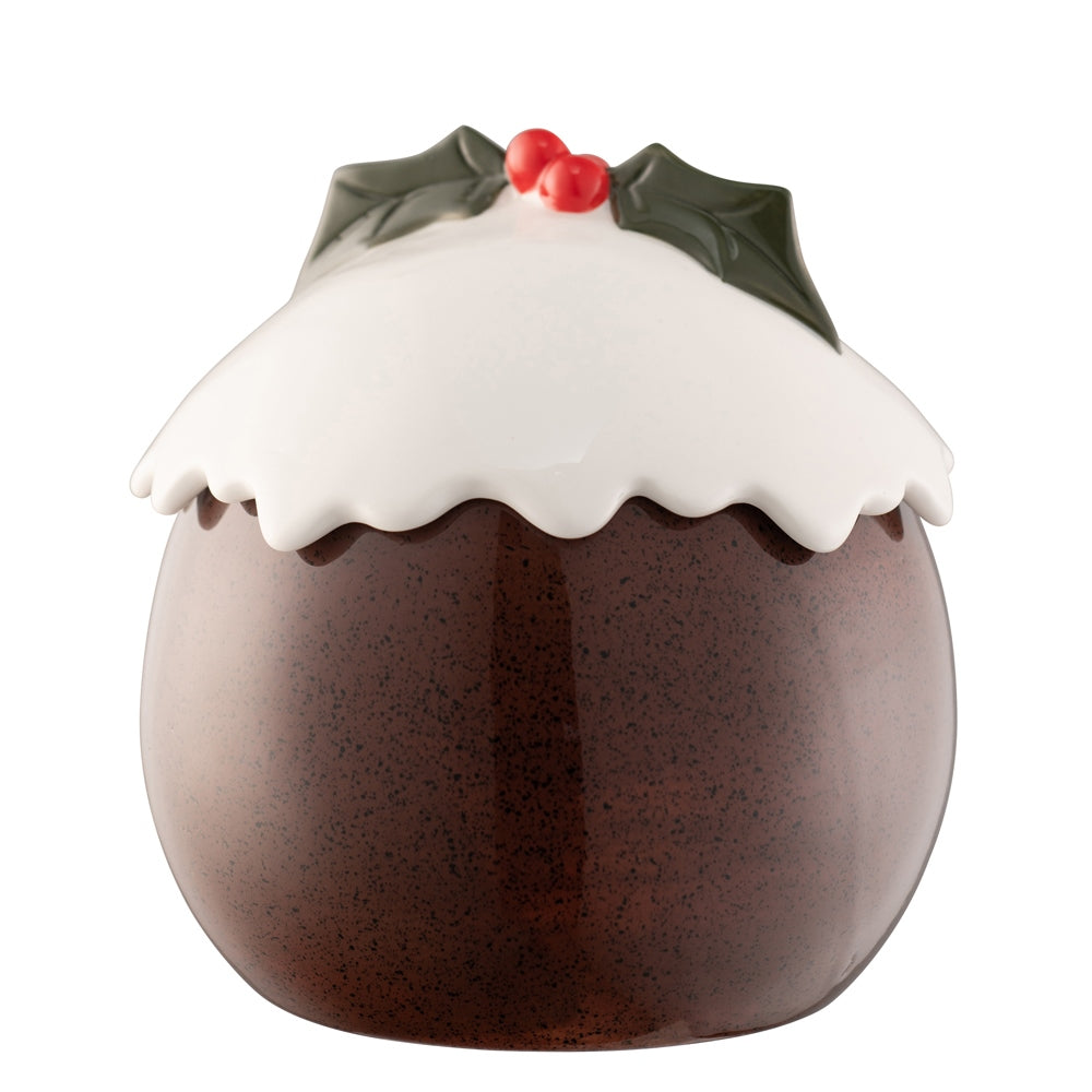 Belleek Living Christmas Pudding Sweet Jar  Bring some fun to your table when you entertain this Christmas. Our novelty Christmas Pudding Tableware Collection includes a pair of mugs, covered pot with spoon and small jug, salt and pepper set and sweet jar.