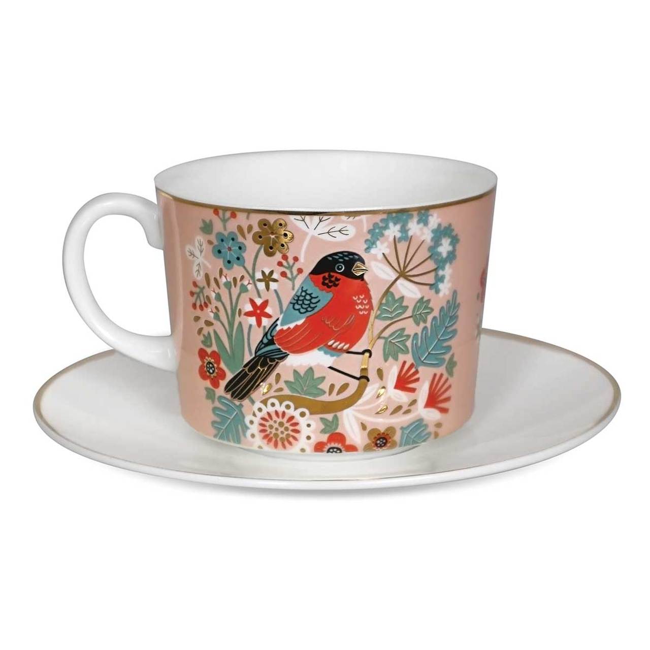 Tipperary Birdy Set of 2 Bullfinch & Goldfinch Cappuccino Cups  The Birdy Collection is a series of 6 exclusively commissioned illustrations inspired by native Irish birds; Bullfinch, Goldfinch, Blue tit, Greenfinch, Kingfisher and Robin.