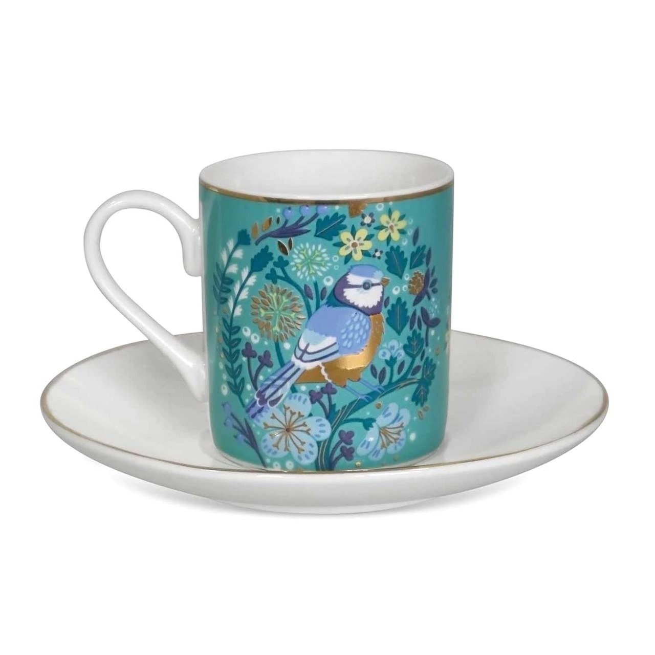 Tipperary Crystal Birdy Set of 2 Robin & Blue Tit Espresso Cups
