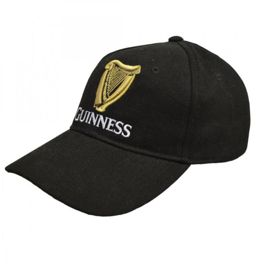 Black Guinness Baseball Cap With Official Logo  - Official Guinness Merchandise - 100% Cotton - One Size - Adjustable Cap - Machine Washable