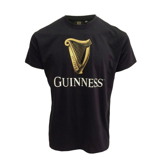 Black Guinness Harp T-Shirt  Guinness Official T-Shirt features the iconic golden harp, the Guinness inscription, and the 1759 Logo for the year Guinness was first started.