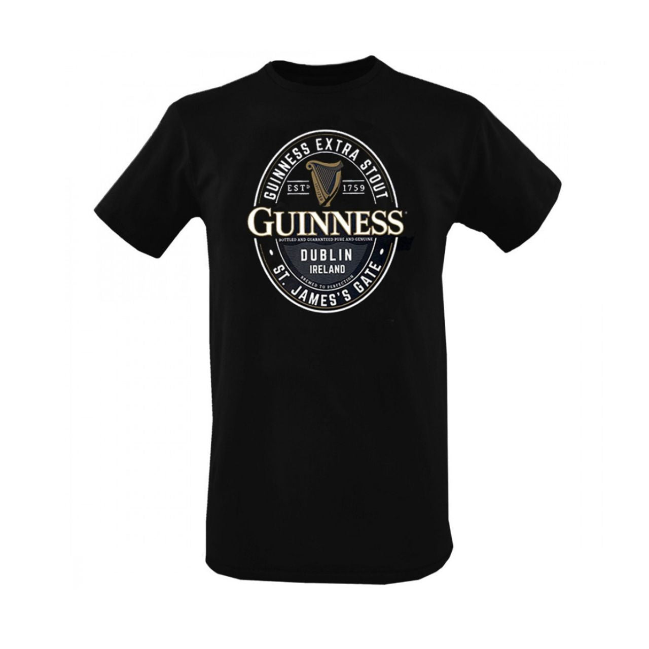 Black Guinness Label T-Shirt  Guinness Official Merchandise Collection