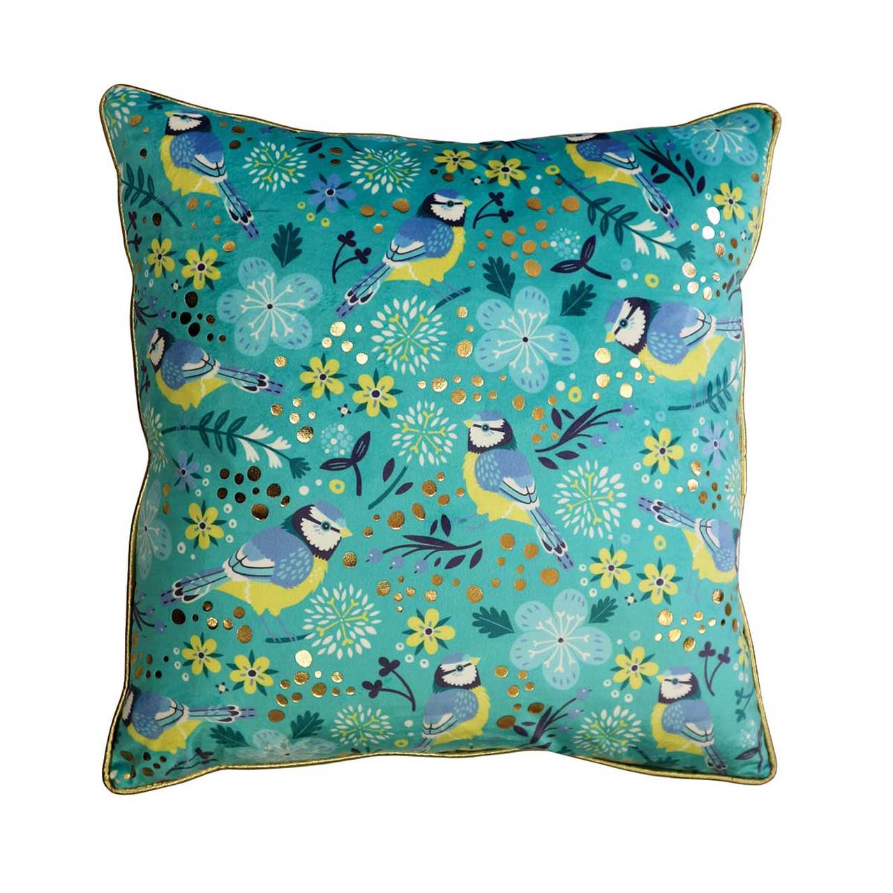 Tipperary Crystal Blue Tit Tipperary Birdy Cushion  Blue Tit Tipperary Birdy Cushion, New to the Tipperary Crystal Birdy Collection, this plush, feather filled 45cm velvet cushion features the exquisite Blue Tit illustration and will make a bright and colourful statement in any home.