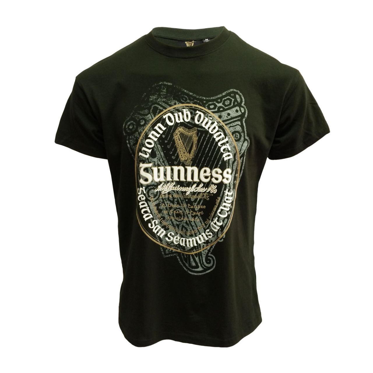 Bottle Green Guinness Irish Label T-Shirt  Guinness Official Merchandise Collection