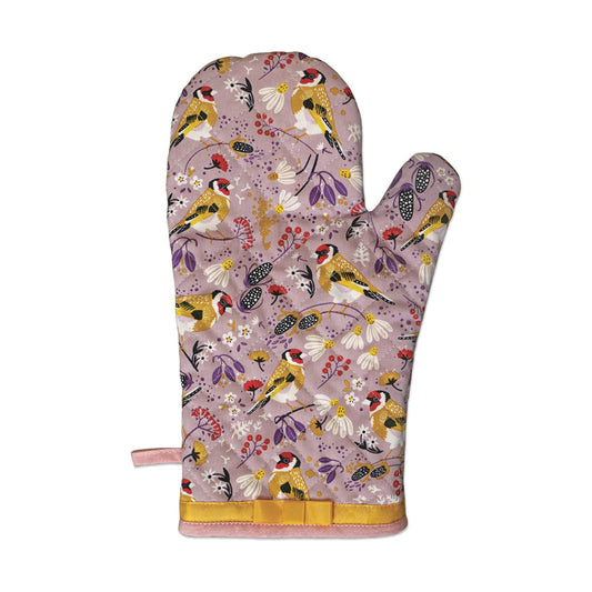 Tipperary Crystal Goldfinch Birdy Gauntlet Oven Glove  Tipperary Crystal Birdy Collection, this plush, Birdy Gauntlet Oven Glove features the exquisite bird illustration and will make a bright and colourful statement in any home.