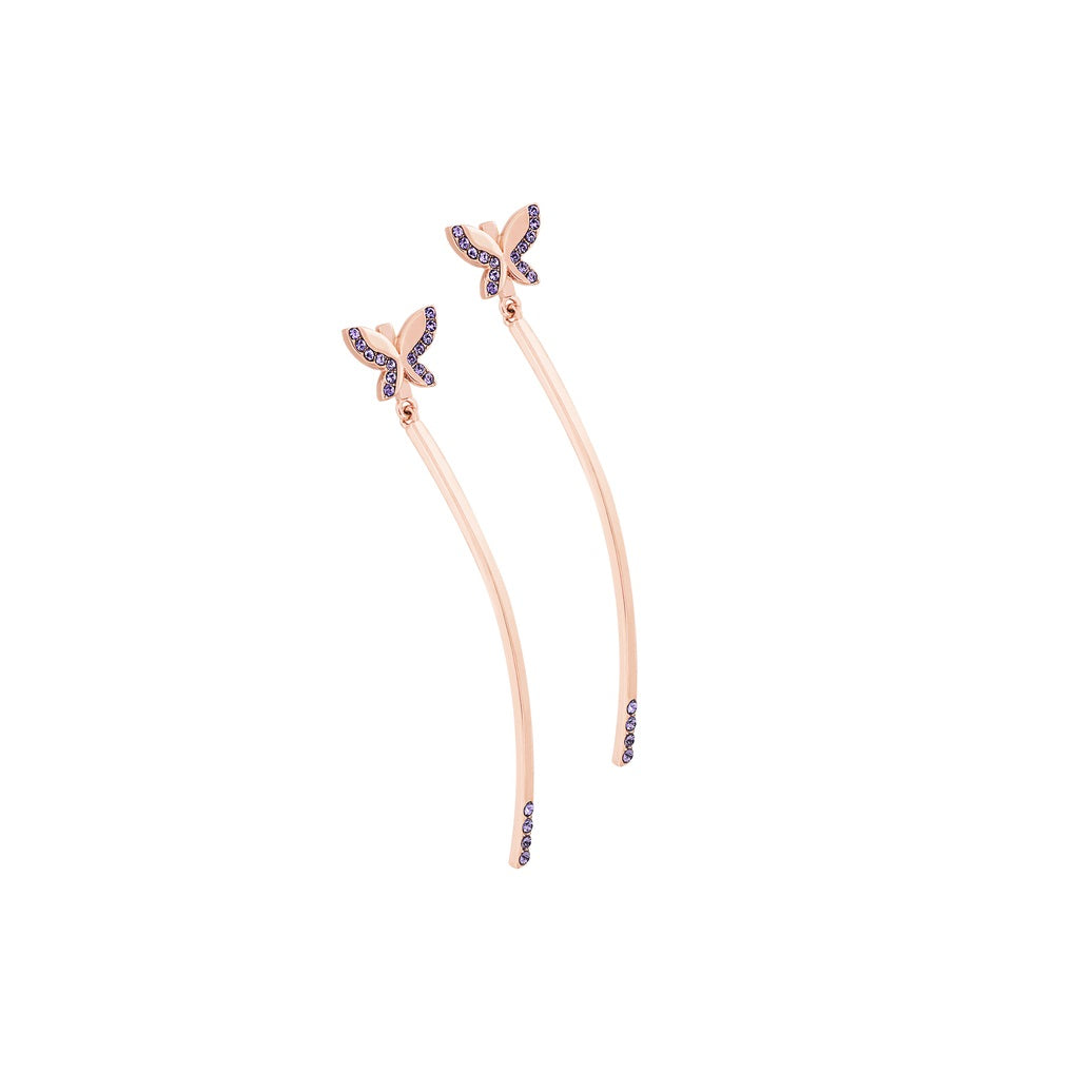 Tipperary Crystal Butterfly Rose Gold Bar Earrings  Drawing inspiration from urban garden, the Tipperary Crystal Butterfly collection transforms an icon into something modern and unexpected.