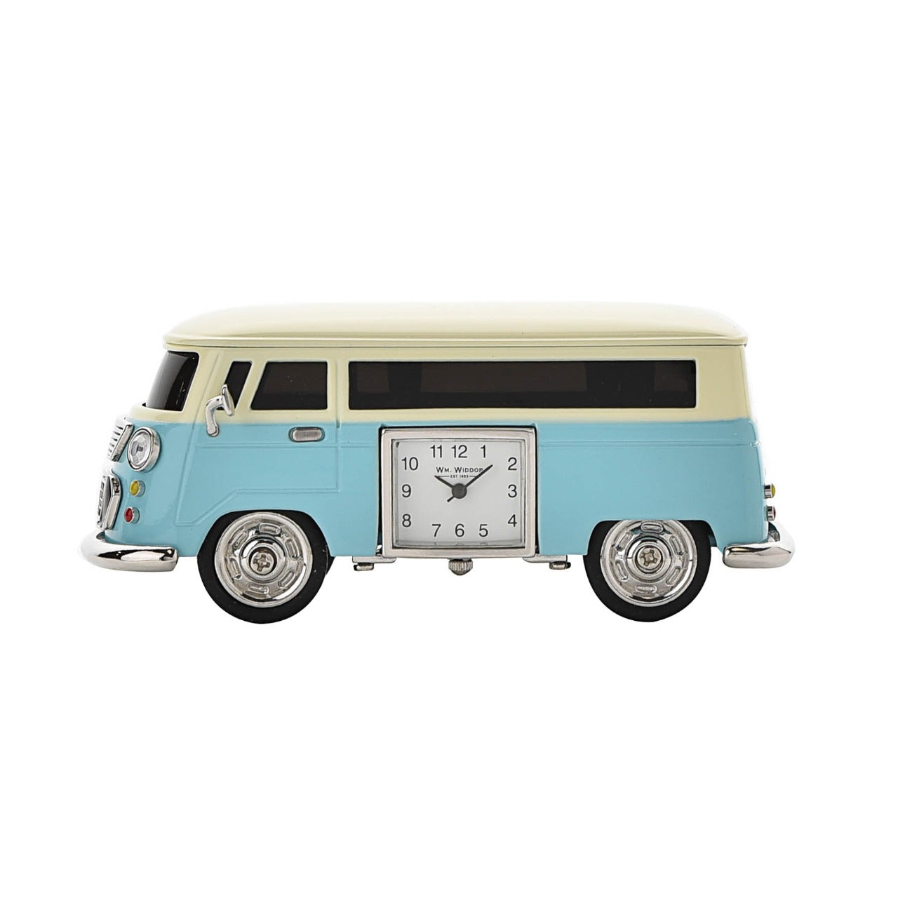 Campervan Miniature Clock Blue  A vintage campervan miniature clock from WILLIAM WIDDOP®.  Bring a uniquely refreshing touch to the home with this stylish miniature clock that makes for a great gift for anyone who is a fan of sports cars.