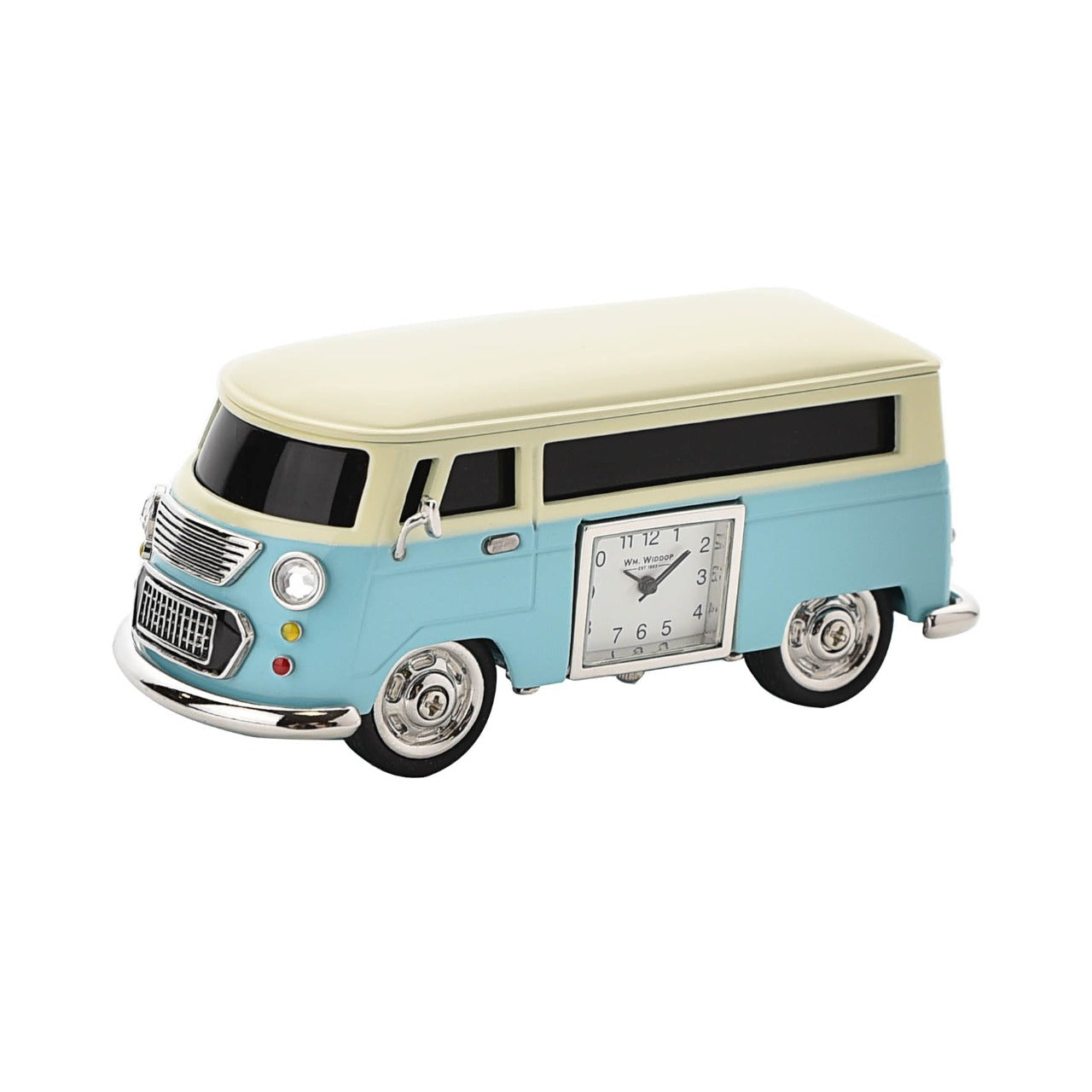 Campervan Miniature Clock Blue  A vintage campervan miniature clock from WILLIAM WIDDOP®.  Bring a uniquely refreshing touch to the home with this stylish miniature clock that makes for a great gift for anyone who is a fan of sports cars.